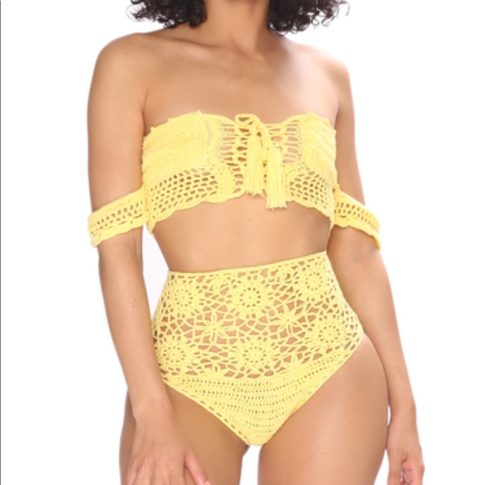 High waist crochet swim suit